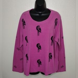VTG 80s 90s Women's XL Shirt Single Stitch USA AOP Flamingo Ad Libs Pink